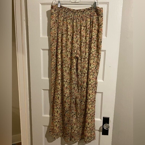 Cato Floral Wide Leg Flare Elastic Waist Dress or Casual Pants - Picture 1 of 16